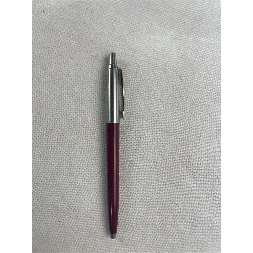 Vintage Parker JOTTER Ballpoint Pen Burgundy MCM Steel Cap Arrow Logo Clip USA - Picture 2 of 11